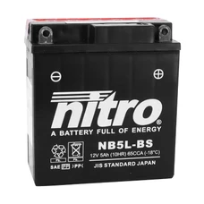 BATTERY 12V  5 Ah NB5L-BS NITRO MAINTENANCE FREE-SUPPLIED WITH ACID PACK (Lg115xWd58xH130) (EQUALS YB5L-BS)