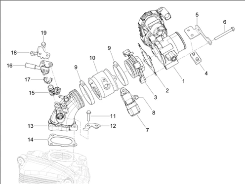 Boîtier papillon - Injecteur - Raccord d'admission