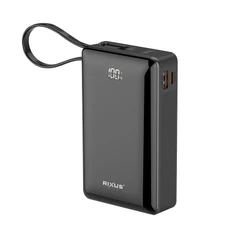 BATTERIE EXTERNE POWER BANK RIXUS 20000 mAh 5V NOIR AVEC INDICATEUR DE BATTERIE, SANGLE DE TRANSPORT COMPATIBLE USB-C / USB-A -RXBP02