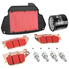 KIT ENTRETIEN MOTO ADAPTABLE HONDA 650 CB F 2014>2018, CBR F 2014>2018 PLAQUETTE METAL FRITTE (PACK 9 PIECES) -SELECTION P2R PREMIUM