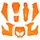 CARROSSERIE/CARENAGE 50 A BOITE ADAPTABLE DERBI 50 SENDA 2000>2010 ORANGE BRILLANT (KIT 8 PIECES)  -P2R-