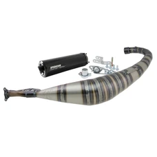POT 50 A BOITE VOCA ROOKIE POUR DERBI 50 SENDA, GPR/APRILIA 50 RS4/GILERA 50 SMT, RCR, RS4 EURO3 ET 4  (PASSAGE BAS - SILENCIEUX ALU NOIR)