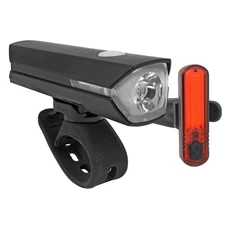 ECLAIRAGE VELO USB KIT NEWTON 300 LUMEN ECLAIRAGE AVANT ET ARRIERE 3 MODES FIXE - ARRIERE 4 MODES CLIGNOTANT (AUTONOMIE MODE 100% AVANT 2H / ARRIERE 1H30) NOIR -RECHARGEABLE USB