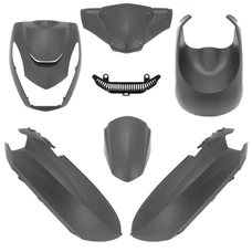 CARROSSERIE/CARENAGE SCOOT ADAPTABLE PEUGEOT 50 KISBEE 2T ET 4T TOUS MODELES (NOUVEAU 2018> + ANCIEN MODELE 2010>2017) GRIS MAT (KIT 6 PIECES) -P2R