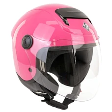 CASQUE JET ENFANT TUCANO EL'KID SIMPLE ECRAN UNI ROSE BRILLANT TAILLE UNIQUE YS à YL (49 à 54 cm - INCLUS 3 INTERIEUR DE CASQUE) (ECE 22.06)