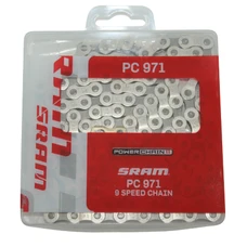 CHAINE VELO 9V. ROUTE/VTT SRAM PC-971 ARGENT 114 MAILLONS