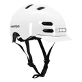 CASQUE VELO ADULTE NEWTON CITY V4 BLANC BRILLANT IN-MOLD AVEC VISIERE TAILLE 58-61 (VENDU EN BOITE) ECLAIRAGE INTEGRE DISCRET SYSTEME FIDLOCK