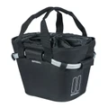 FRONT BASKET - CANVAS - BASIL 2DAY 15Lt - BLACK -WITH HANDLE - FIXATION CLIP AUTOMATIC CLIPS ON CARRIER - COMPATIBLE KLICKFIX SYSTEM (NON INCLUDED)
