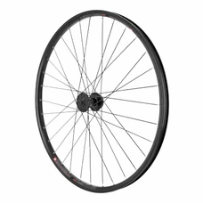 ROUE VTC 700X45 KARGO / VAE / E-BIKE AVANT DISQUE ET V-BRAKE DOUBLE PAROI AVEC OEILLETS MOYEU VELOX DISQUE 6 TROUS NOIR BLOCAGE (RENFORCE) JANTE 25C 32 RAYONS NOIRS