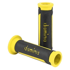 GRIP - DOMINO ORIGINAL- ON ROAD A350 GREY ANTHRACITE/YELLOW 120 mm OPEN END (PAIR).