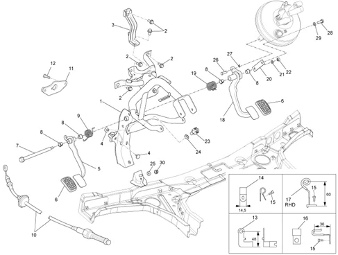 Groupe pédales - Leviers