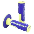 REVETEMENT POIGNEE PROGRIP MOTO OFF ROAD 801 DOUBLE DENSITE FLUO DESIGN JAUNE FLUO/BLEU CLOSED END 115mm (CROSS/MX) (PAIRE)