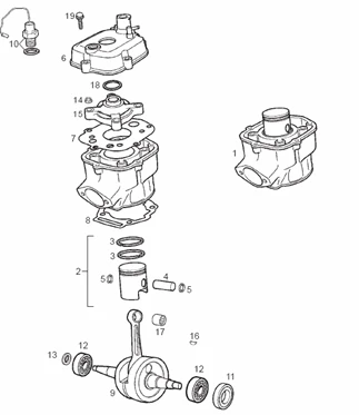 Arbre moteur - Cylindre - Piston