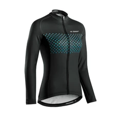 WOMEN CYCLING JERSEY - GIST GRAVEL - "POLKA DOT" LONG SLEEVES- FULL LENGHT ZIP - GREEN S -5387