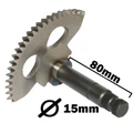AXE/PIGNON DE KICK SCOOT ADAPTABLE CPI 50 OLIVER 2003>/KEEWAY 50 MATRIX 2006/MALAGUTI 50 F12 2007> (DIAM 15mm, L 80mm, 32 CANNELURES, ENTRAXE 47mm)  -BUZZETTI-