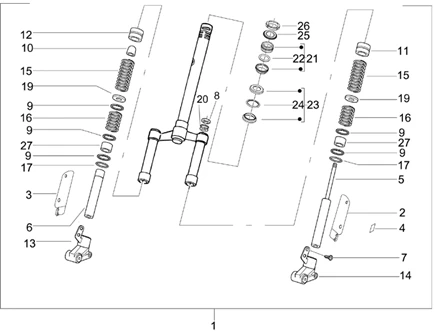 Fourche tube direction   ensemble butee dir