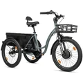TRICYCLE ELECTRIQUE/VAE CITY LEADER FOX 24" CURTIS X 2025 MIXTE GRIS MAT 8V SHIMANO NEXUS MOTEUR ROUE AV BAFANG 36V 45Nm BATTERIE 16,7Ah (LARGEUR HORS TOUT 75cm)