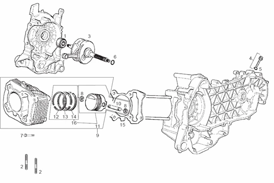 Arbre moteur - Cylindre - Piston