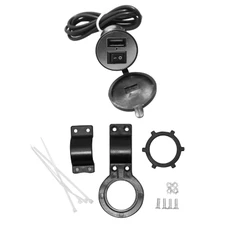 CHARGEUR PRISE USB AVEC INTERRUPTEUR + FIXATION GUIDON (12V 2A) (ETANCHE) -P2R