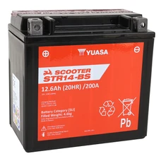 BATTERIE 12V 10 Ah STR12-BS YUASA SCOOTER SANS ENTRETIEN LIVREE AVEC PACK ACIDE (Lg150xL87xH130mm) (EQUIVALENT YTX14-BS  - CCA 180)