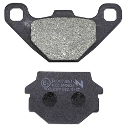 BRAKE PADS SET (2 pads) -  NEWFREN FOR PEUGEOT DJANGO 125 ALLURE-EVASION-SPORT 2014> / KYMCO 125 AGILITY 2008>2012  (L 85mm / 56mm - H 43mm / 37mm - P 8mm / 10.2mm)  (FD0073BE)  (ELITE ORGANIC)