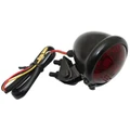FEU ARRIERE 50 A BOITE/MOTO ROND ACIER ROUGE/NOIR A LEDS AVEC STOP + FEU DE POSITION (8 LEDS ROUGES) (HOMOLOGUE CE) -REPLAY