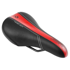SELLE JUNIOR NEWTON MISSION NOIR DECO ROUGE/ARGENT 240x160mm RAIL ACIER NOIR