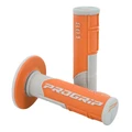 REVETEMENT POIGNEE PROGRIP MOTO OFF ROAD 801 DOUBLE DENSITE BASE GRIS/ORANGE CLOSED END 115mm (CROSS/MX) (PAIRE)
