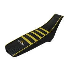COUVRE/HOUSSE DE SELLE 50 A BOITE KRM PRO RIDE POUR DERBI 50 SENDA 2018>/GILERA 50 SMT, RCR 2018>/APRILIA 50 SX, RX 2018> NOIR/JAUNE