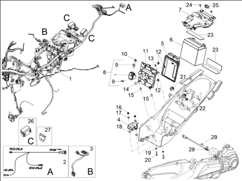 Circuit electrique arrière