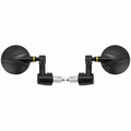 RETROVISEUR MOTO AVOC CHICAGO EMBOUT DE GUIDON ROND ALU CNC NOIR DIAM 76mm DIAM 13 et 17 mm REVERSIBLE (PAIRE)