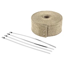 BANDE THERMIQUE ISOLANTE POUR ECHAPPEMENT MOTO BEIGE LONGUEUR 10 M LARGEUR 50 mm (LIVREE AVEC 10 ATTACHES) -P2R