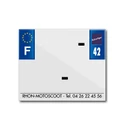 PLASTIC STRIP FOR PVC LICENSE PLATE WITH BUSINESS NAME (MOTORBIKE FORMAT 170X145)-DEPT 42/EUROPE (SOLD PER UNIT)