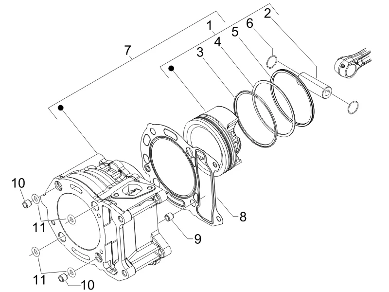 Groupe cylindre-piston-axe 