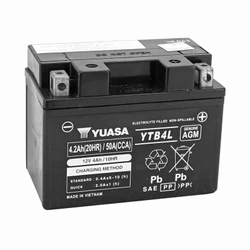 BATTERIE 12V 4 Ah YTB4L YUASA SANS ENTRETIEN PRETE A L'EMPLOI (Lg121xL71xH93mm) (ACTIVEE EN USINE/FA)
