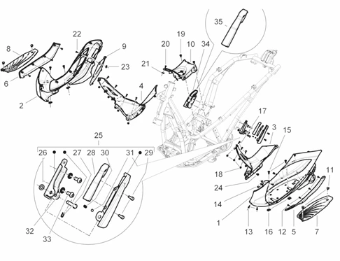 Protection centrale - Repose-pieds