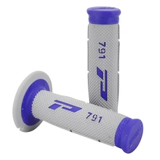 REVETEMENT POIGNEE PROGRIP MOTO OFF ROAD 791 DOUBLE DENSITE BASE BLEU/GRIS CLOSED END 115mm (CROSS/MX) (PAIRE)
