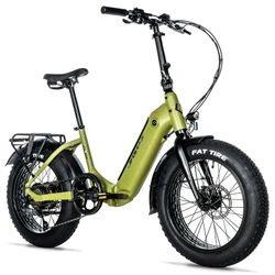 VELO ELECTRIQUE/VAE PLIANT FAT BIKE 20 LEADER FOX CODY MIXTE VERT KAKI MAT 7V MOTEUR ROUE AR BAFANG 36V 80Nm BATTERIE 16Ah