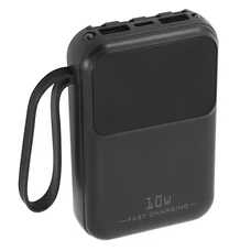 BATTERIE EXTERNE POWER BANK 10000 maH 5V/2,1A NOIR COMPATIBLE IPHONE (RACCORD LIGHTNING, USB TYPE-C, MICRO USB, USB) (CERTIFIE EN - RoHS) -P2R