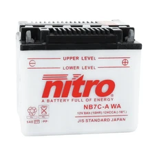 BATTERY 12V  8 Ah NB7C-A WA NITRO - WITH MAINTENANCE SUPPLIED WITH ACID PACK (Lg130xWd90xH116) (EQUALS YB7C-A)