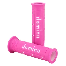 GRIP -  DOMINO ORIGINAL- ON ROAD A250 FUCHSIA/WHITE OPEN END (PAIR) 120-125 mm.