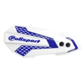 PROTEGE MAIN MOTO MX FLOW YAMAHA 125, 250 YZ, 250, 450 YZ F, 125, 250, 450 WR 2008> (FIXATION UNIVERSEL GUIDON + FIXATION SPECIFIQUE VEHICULE) VERSION OUVERTE BLANC/BLEU -POLISPORT