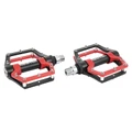 PEDALE VTT / BMX NEWTON ALU NOIR / ROUGE 9/16" A ROULEMENT ETANCHE AVEC PICOTS ARGENT (PAIRE)