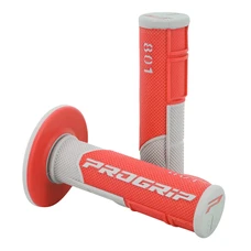 REVETEMENT POIGNEE PROGRIP MOTO OFF ROAD 801 DOUBLE DENSITE BASE GRIS/ROUGE CLOSED END 115mm (CROSS/MX) (PAIRE)