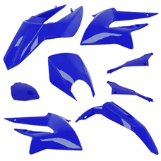 CARROSSERIE/CARENAGE 50 A BOITE ADAPTABLE DERBI 50 SENDA DRD 2011> BLEU BRILLANT (KIT 8 PIECES)  -P2R-
