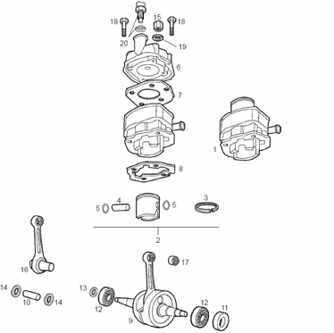 Arbre moteur - Cylindre - Piston