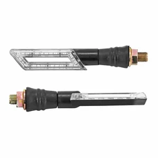 TURN SIGNAL (UNIVERSAL) REPLAY U -LEDS- TRANSPARENT/BLACK - SHORT (20 LEDS ORANGE) (PAIR) ** (L 110mm / H 20mm / Wd 11mm)