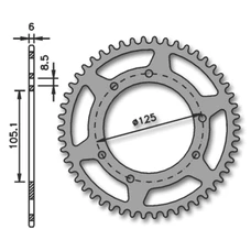 REAR CHAIN SPROCKET FOR 50cc MOTORBIKE DERBI 50 SENDA R, SM, X-TREME, X-RACE 2000>2005/PEUGEOT 50 XP6 2002>, XPS/MBK 50 X-LIMIT 2004>/YAMAHA 50 DTR/RIEJU 50 RMX, SMX  420  44 TEETH (BORE Ø 105mm)  -IGM-