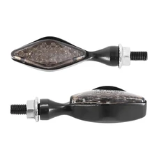 TURN SIGNAL FOR MOTORBIKE- AVOC MINI SAKA 12 LEDS ORANGE- ALUMINIUM BODY - SMOKED/BLACK (Long 73mm / H 22mm (Wd 23mm) (EEC APPROVED) (Pair)