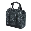 SACOCHE ARRIERE VELO LATERALE BASIL GRAND FLOWER SHOPPER NOIR DECO BLANC DROIT/GAUCHE WATERPROOF 23L (34x19x35cm)